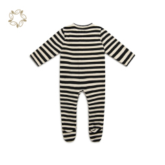 Organic bamboo cotton terry cloth baby romper eco friendly stripe terry towel baby romper sustainable winter infant clothes