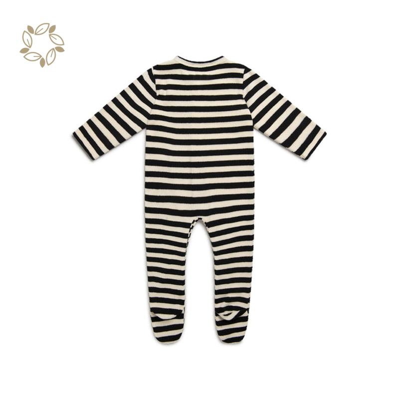 Organic bamboo cotton terry cloth baby romper eco friendly stripe terry towel baby romper sustainable winter infant clothes