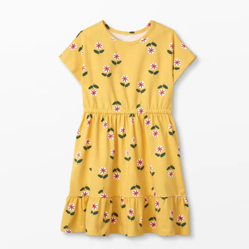 Organic Cotton Spring Dress short sleeve baby summer dresses organic baby clothes Children Print Girls' Dress