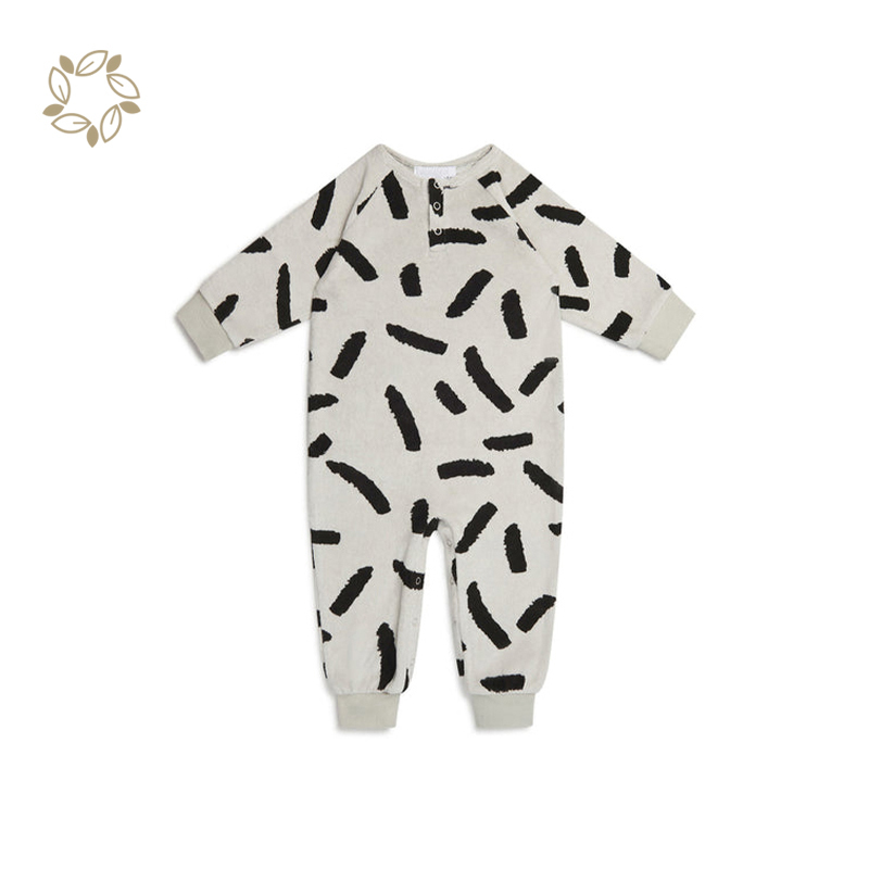 Organic bamboo cotton terry cloth baby romper eco friendly stripe terry towel baby romper sustainable winter infant clothes