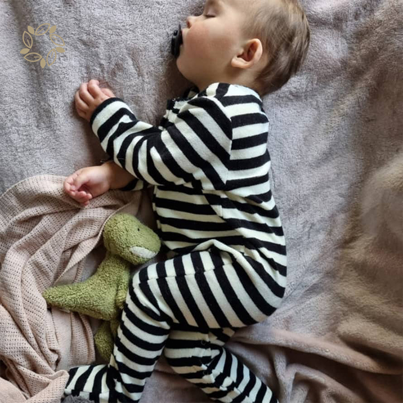 Organic bamboo cotton terry cloth baby romper eco friendly stripe terry towel baby romper sustainable winter infant clothes