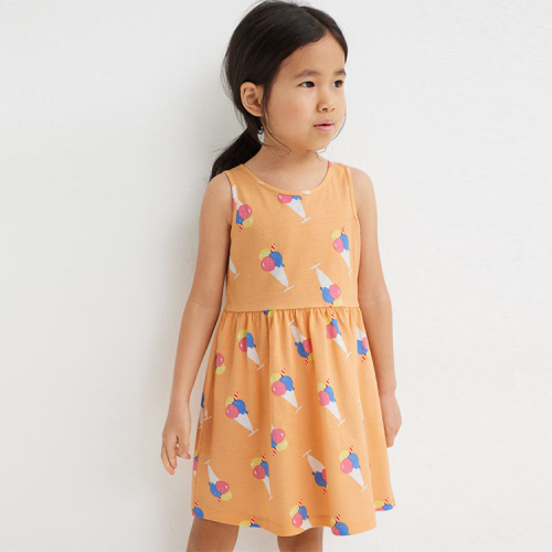 Children Print Organic Cotton Girls' Dress sleeveless baby summer dresses Organic Cotton Spring Dress