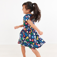 OEM print cotton baby girl dress short sleeve summer girl dresses organic baby clothes Organic Cotton Spring Dress
