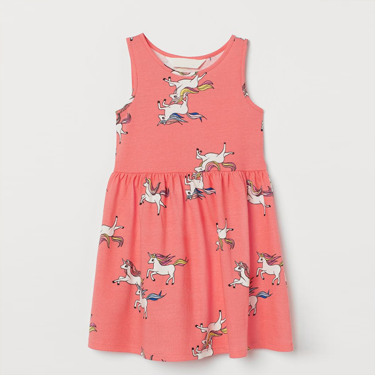 Children Print Organic Cotton Girls' Dress sleeveless baby summer dresses Organic Cotton Spring Dress