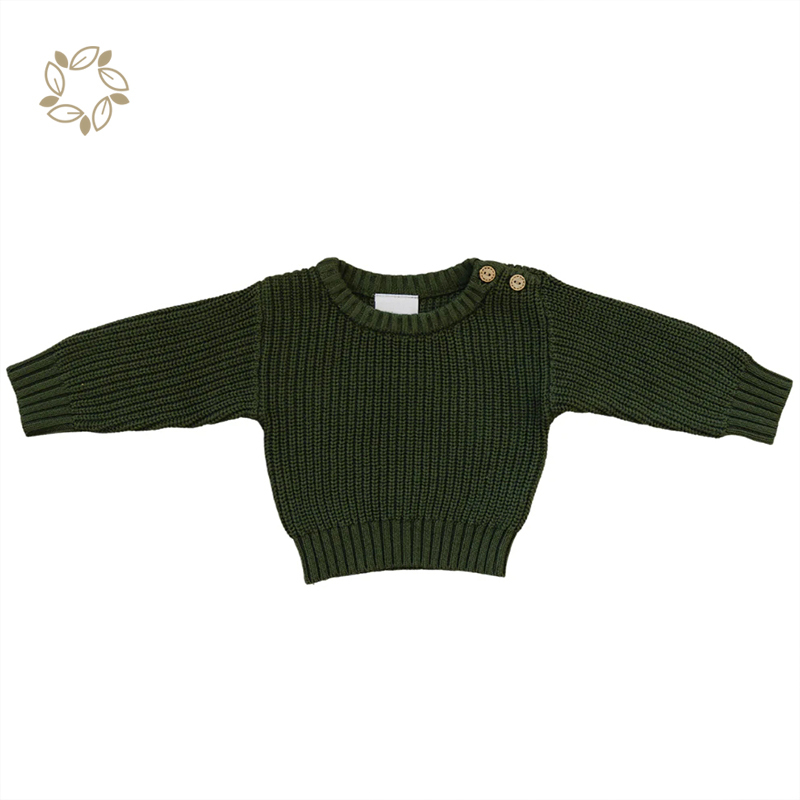 100% organic cotton rib knit baby sweater sustainable infant knit top long sleeve eco friendly baby sweater