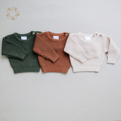 100% organic cotton rib knit baby sweater sustainable infant knit top long sleeve eco friendly baby sweater