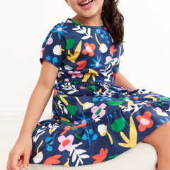 OEM print cotton baby girl dress short sleeve summer girl dresses organic baby clothes Organic Cotton Spring Dress