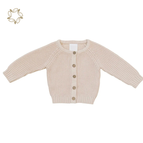 100% Organic cotton baby crdigan eco friendly ribbed knit baby cardigan sustainable baby sweater cardigan