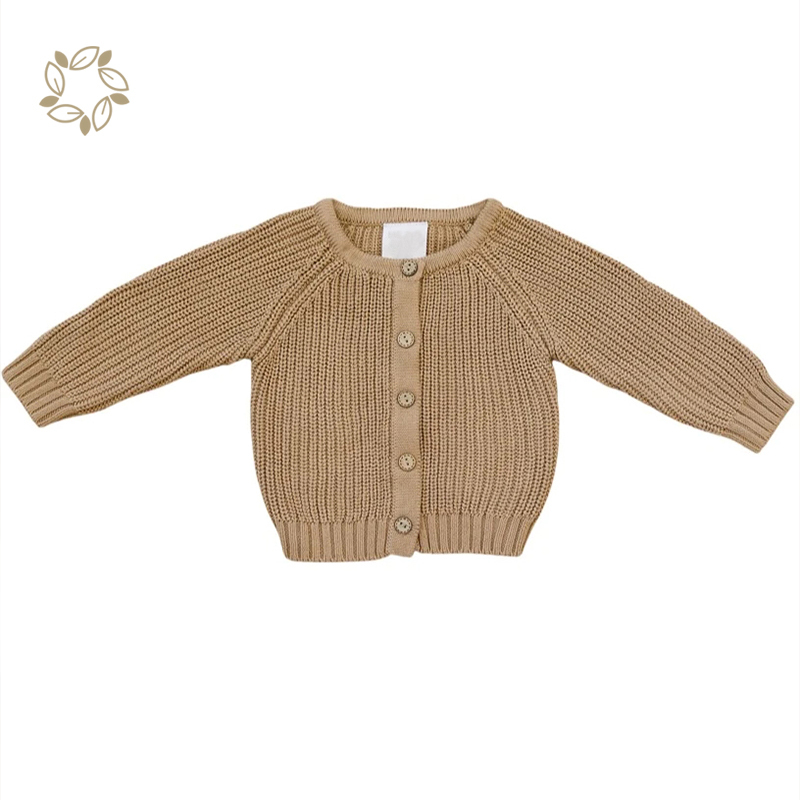 100% Organic cotton baby crdigan eco friendly ribbed knit baby cardigan sustainable baby sweater cardigan