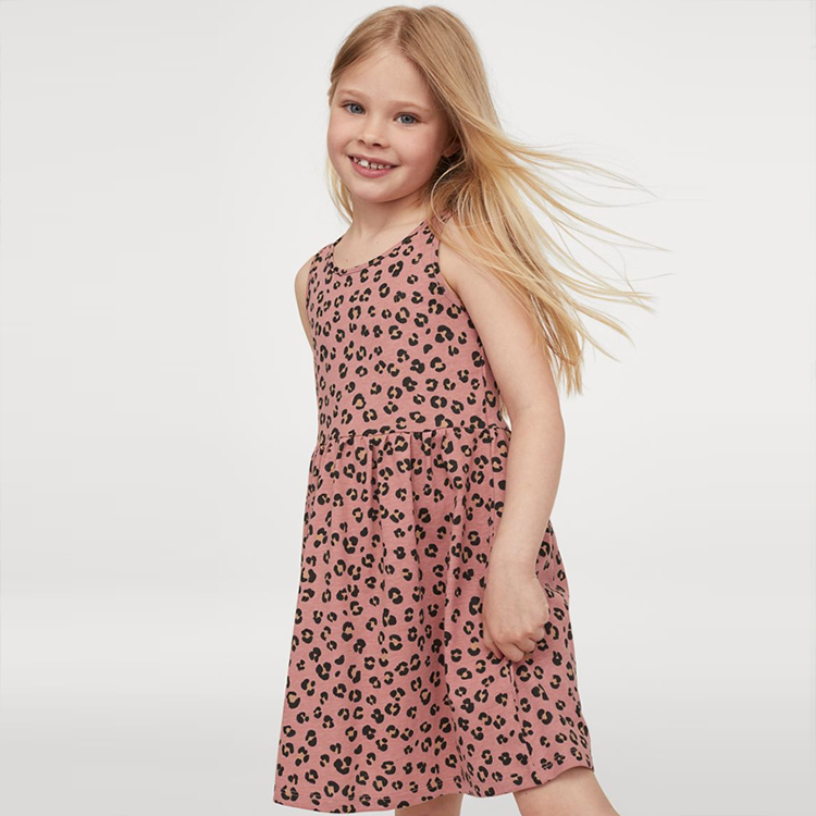 Organic Cotton Spring Dress Children Print Girls' tank Skirt summer little girl Dress sleeveless girl dresses