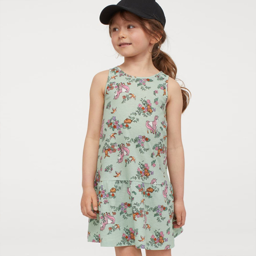 Organic Cotton Spring Dress Children Print Girls' tank Skirt summer little girl Dress sleeveless girl dresses