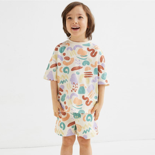 Children tee and shorts organic baby clothes organic cotton Baby Tops and Pants Suit Kid boys shorts set