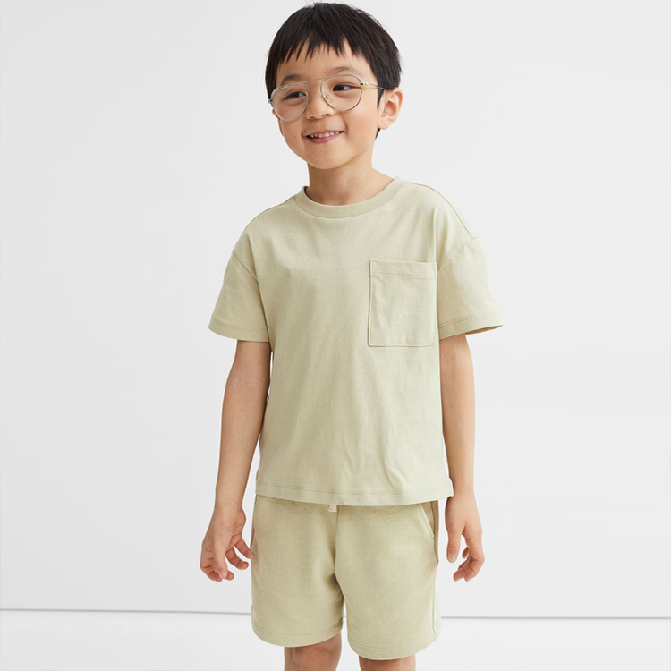 Eco-friendly Boys shorts sets organic cotton T-Shirt and Shorts Set for Kids Short Sleeve children top and shorts