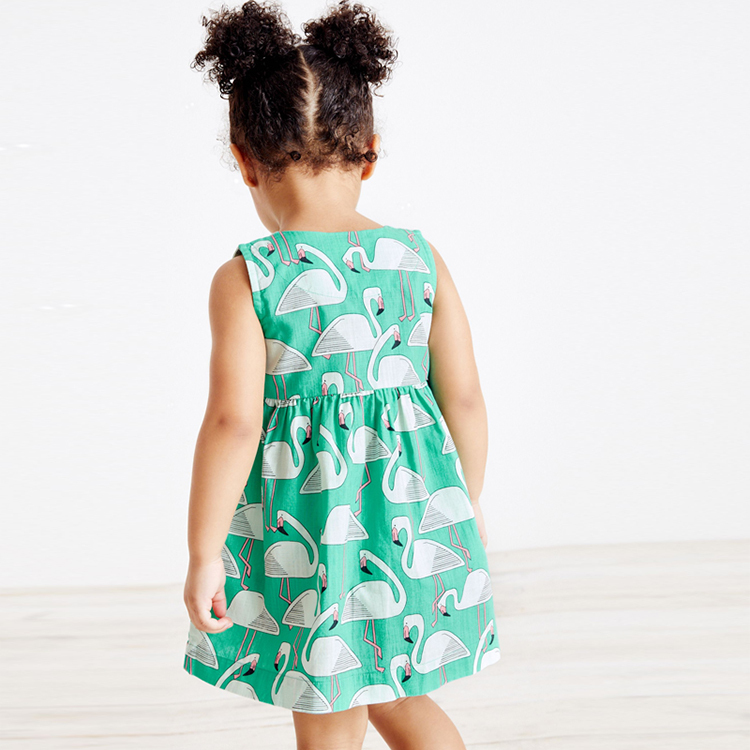 Muslin Cotton Sleeveless Dresses Children Print Organic Cotton Girls' Dress summer kids Spring Dress