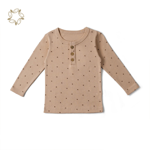Organic Cotton interlock long sleeve tee for baby eco friendly baby henley t shirt sustainable toddler henley shirt