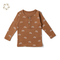 Organic Cotton interlock long sleeve tee for baby eco friendly baby henley t shirt sustainable toddler henley shirt