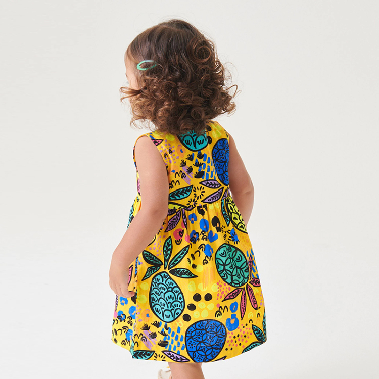 OEM print cotton baby girl dress summer Muslin Cotton Sleeveless Dresses summer kids Spring Dress toddler one piece Skirt