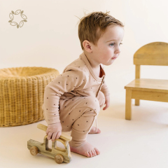 Organic Cotton interlock long sleeve tee for baby eco friendly baby henley t shirt sustainable toddler henley shirt