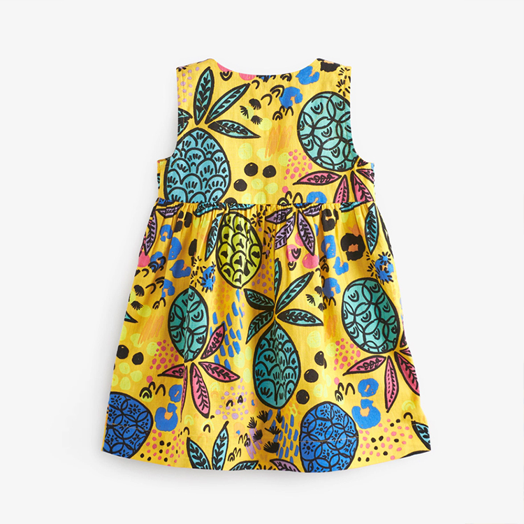 OEM print cotton baby girl dress summer Muslin Cotton Sleeveless Dresses summer kids Spring Dress toddler one piece Skirt