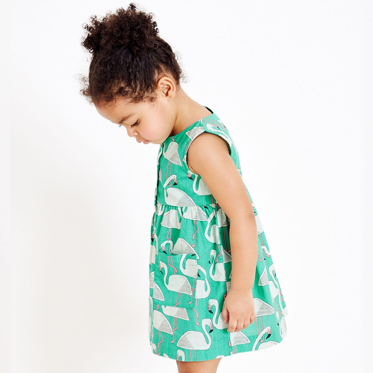 Muslin Cotton Sleeveless Dresses Children Print Organic Cotton Girls' Dress summer kids Spring Dress