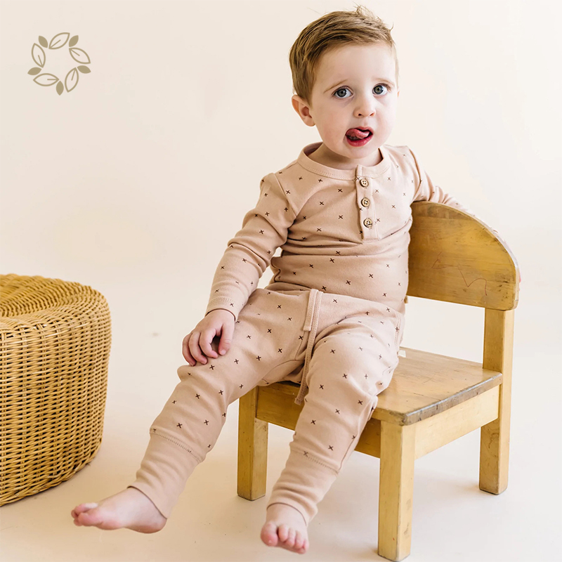 Organic cotton jogger pants for baby eco friendly interlock toddler joggers sustainable harem pants for baby