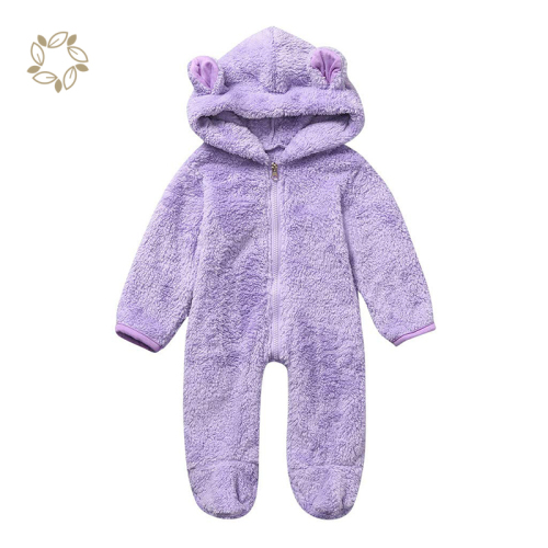 Sustainable lambs wool baby clothes romper eco friendly baby hoodie romper Organic Cotton Blend fleece baby winter clothes