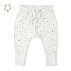 Organic cotton jogger pants for baby eco friendly interlock toddler joggers sustainable harem pants for baby