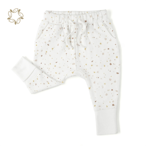 Organic cotton jogger pants for baby eco friendly interlock toddler joggers sustainable harem pants for baby