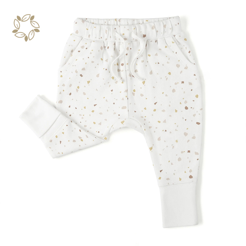 Organic cotton jogger pants for baby eco friendly interlock toddler joggers sustainable harem pants for baby