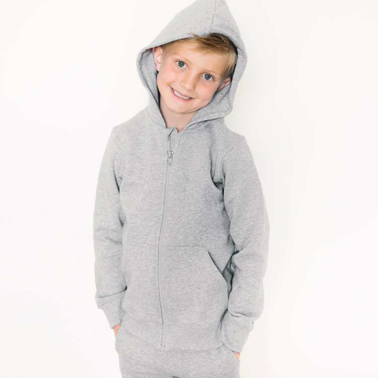 Organic kids hoodies Custom Knitted baby sweatshirt Hooded rganic cotton Kids cardigan with hoodie