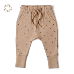 Organic cotton jogger pants for baby eco friendly interlock toddler joggers sustainable harem pants for baby
