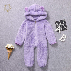 Sustainable lambs wool baby clothes romper eco friendly baby hoodie romper Organic Cotton Blend fleece baby winter clothes
