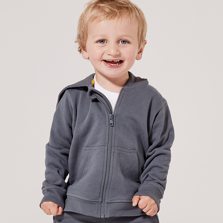 Organic kids hoodies Custom Knitted baby sweatshirt Hooded rganic cotton Kids cardigan with hoodie