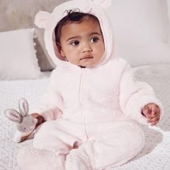 Newborn Toddler Baby Winter Fleece Jumpsuit Solid Cute Ear Hooded Romper baby winter romper eco friendly baby hoodie romper
