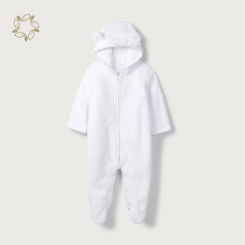 Newborn Toddler Baby Winter Fleece Jumpsuit Solid Cute Ear Hooded Romper baby winter romper eco friendly baby hoodie romper