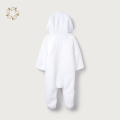 Newborn Toddler Baby Winter Fleece Jumpsuit Solid Cute Ear Hooded Romper baby winter romper eco friendly baby hoodie romper