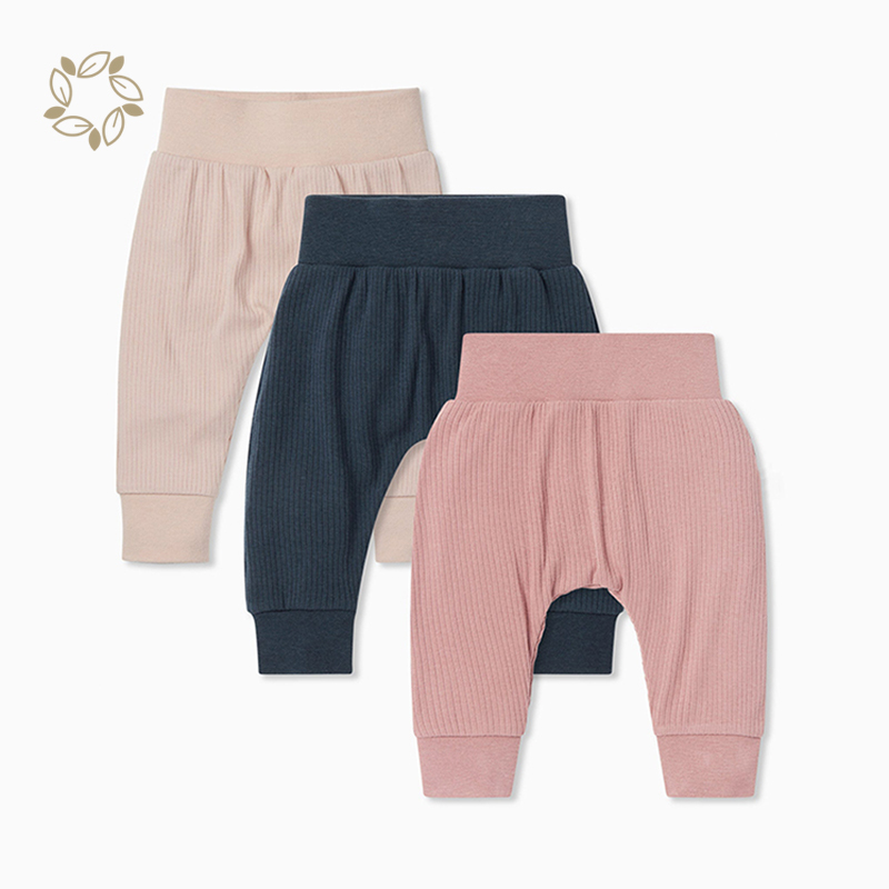 Organic cotton ribbed baby Harem pants sustainable ribbed baby broek eco friendly toddler sweatpants newborn pants