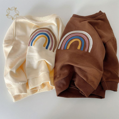 Organic bamboo cotton french terry jumper for baby eco friendly baby rainbow embroidered sweatshirt sustainable toddler Jumper