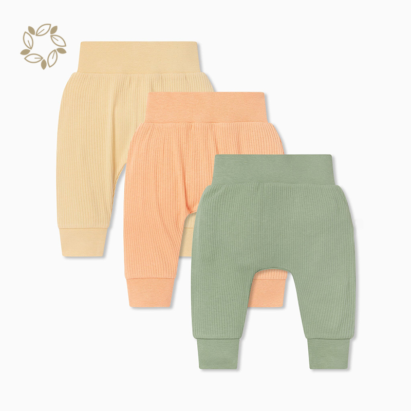 Organic cotton ribbed baby Harem pants sustainable ribbed baby broek eco friendly toddler sweatpants newborn pants