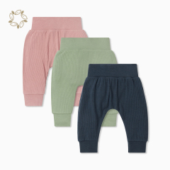 Organic cotton ribbed baby Harem pants sustainable ribbed baby broek eco friendly toddler sweatpants newborn pants