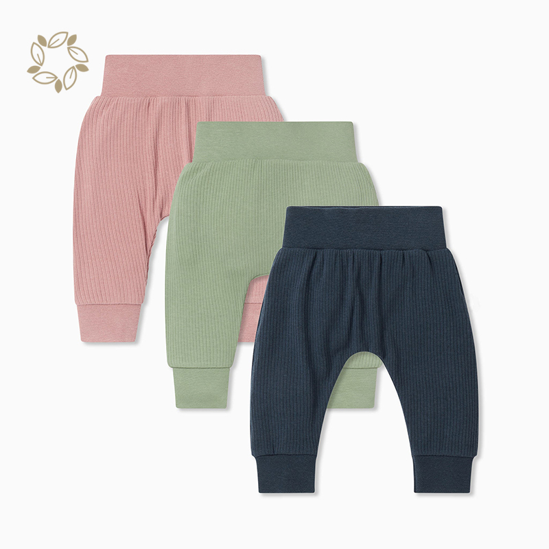 Organic cotton ribbed baby Harem pants sustainable ribbed baby broek eco friendly toddler sweatpants newborn pants