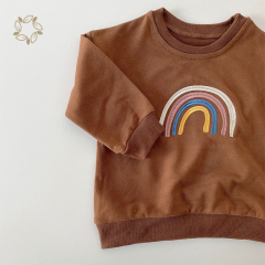 Organic bamboo cotton french terry jumper for baby eco friendly baby rainbow embroidered sweatshirt sustainable toddler Jumper