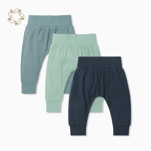 Organic cotton ribbed baby Harem pants sustainable ribbed baby broek eco friendly toddler sweatpants newborn pants