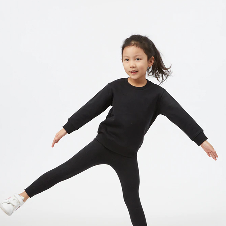 Baby crew neck sweatshirt solid color kids pullover long sleeve crew neck sweater with ribbed cuff