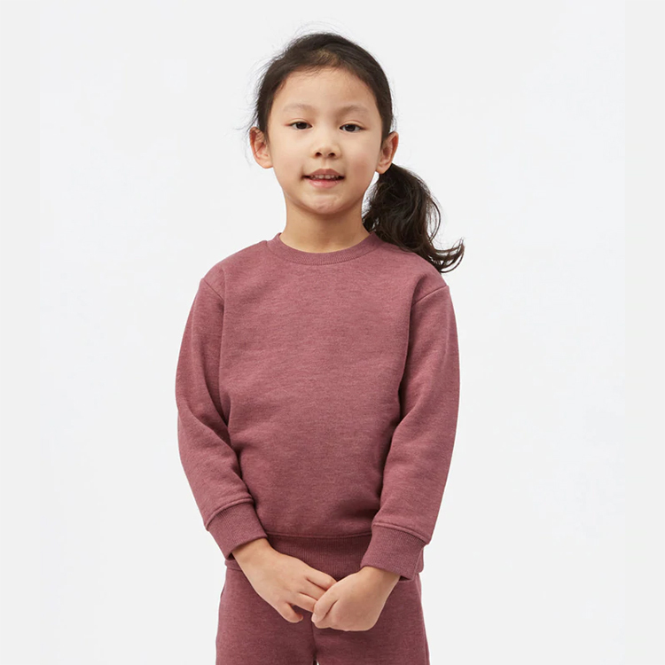 Baby crew neck sweatshirt solid color kids pullover long sleeve crew neck sweater with ribbed cuff