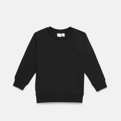 Baby crew neck sweatshirt solid color kids pullover long sleeve crew neck sweater with ribbed cuff