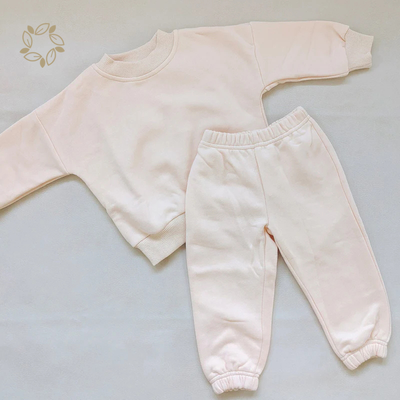 Organic cotton baby sweatshirt and jogger eco friendly baby clothing set sustainable toddler pullover and sweatpants