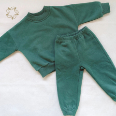 Organic cotton baby sweatshirt and jogger eco friendly baby clothing set sustainable toddler pullover and sweatpants