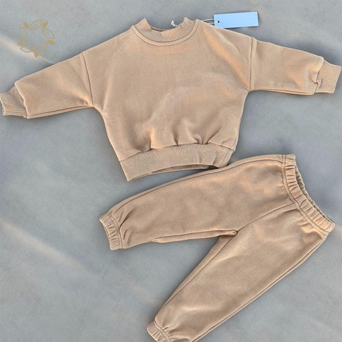 Organic cotton baby sweatshirt and jogger eco friendly baby clothing set sustainable toddler pullover and sweatpants