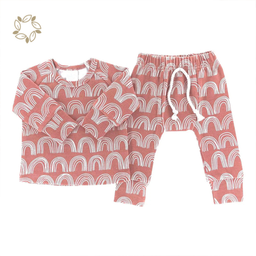 Organic cotton baby clothing set sustainable baby tee and harem pants eco friendly rainbows lounge set